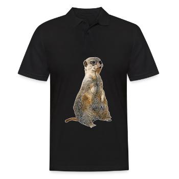 Erdmännchen - Männer Poloshirt - Schwarz - Vorne - Kai (181cm)