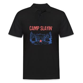 Camp Slayin' Hiking Camping Hiker Camper Funny - Men's Polo Shirt - black - Front - Kai (181cm)