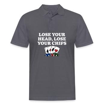 Perdez votre tête Perdez vos jetons Joueur de poker - Polo Homme - charbon - Devant - Nico (186cm)