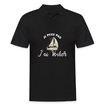 Je peux pas j'ai Voilier Voile Idée Cadeau Marin - Polo Homme - noir - Devant - Kai (181cm)