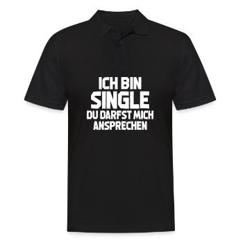 Ich Bin Single Du Darfst Mich Ansprechen - Männer Poloshirt - Schwarz - Vorne - Kai (181cm)