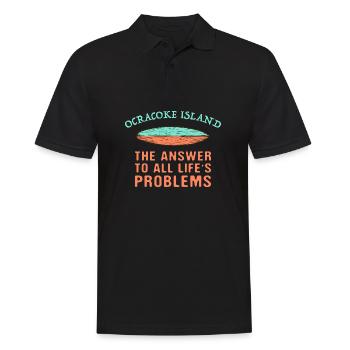 Ocracoke Island Répond à tous les problèmes de la vie - Polo Homme - noir - Devant - Kai (181cm)