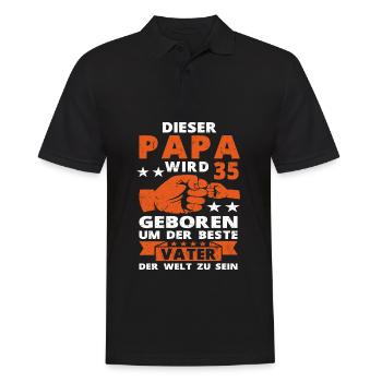 35 Geburtstag Vater Papa 35 Jahre Spruch - Männer Poloshirt - Schwarz - Vorne - Kai (181cm)