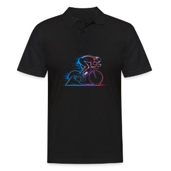 Art cycliste minimaliste - Vitesse et énergie - Polo Homme - noir - Devant - Kai (181cm)
