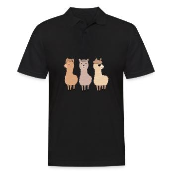 Cadeau de l'animal Lama trois alpagas - Polo Homme - noir - Devant - Kai (181cm)