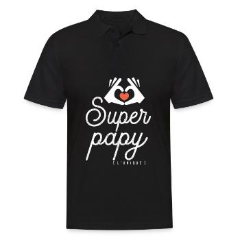 SUPER PAPY l'unique idée cadeau tshirt noel fêtes - Polo Homme - noir - Devant - Kai (181cm)
