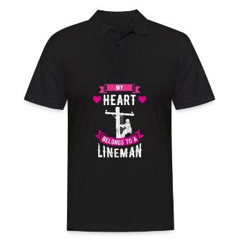 My Heart Belongs To A Lineman Line Worker Gift - Men's Polo Shirt - black - Front - Kai (181cm)