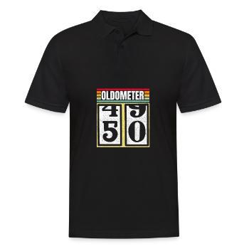 Oldometer 49 50 Lustiges Retro-Geschenk zum 50. Geburtstag - Männer Poloshirt - Schwarz - Vorne - Kai (181cm)