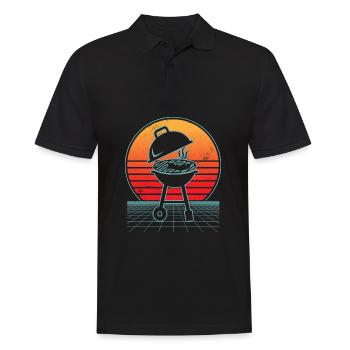 Vaporwave BBQ Lover Grillen Fleisch Grill Papa - Männer Poloshirt - Schwarz - Vorne - Kai (181cm)
