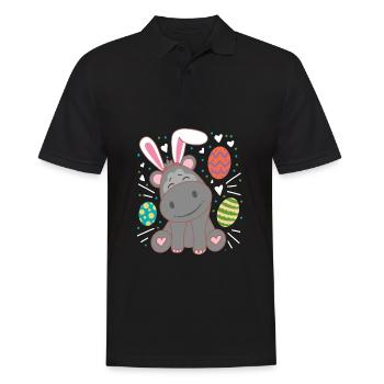 Hippopotame portant des oreilles de lapin Drôle dimanche de Pâques - Polo Homme - noir - Devant - Kai (181cm)