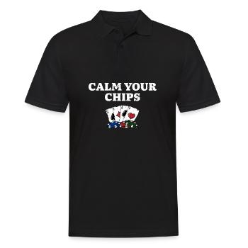 Calmez vos jetons Drôle de poker Humour Joueur de poker - Polo Homme - noir - Devant - Kai (181cm)