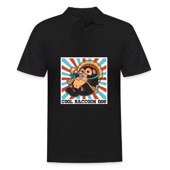 Marderhund Waschbärhund Enok Japan - Männer Poloshirt - Schwarz - Vorne - Kai (181cm)