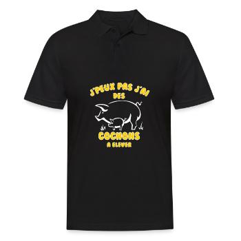 J’peux pas j’ai des cochons à élever - Polo Homme - noir - Devant - Kai (181cm)