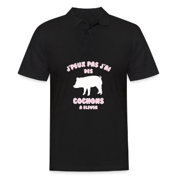 J’peux pas j’ai cochons à élever - Polo Homme - noir - Devant - Kai (181cm)