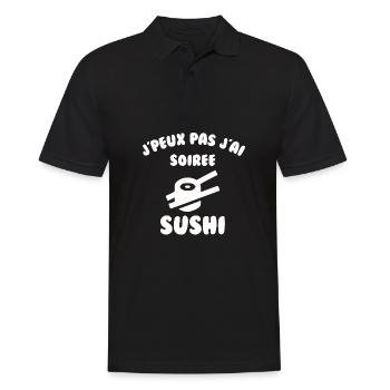 J’peux pas j’ai soirée sushi - Polo Homme - noir - Devant - Kai (181cm)