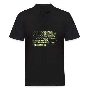 American Flag I Deer Hunting Hunter I Camo US - Männer Poloshirt - Schwarz - Vorne - Kai (181cm)