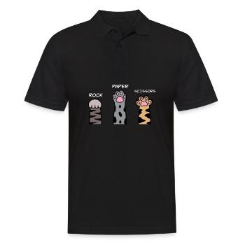 Cute Kawaii Cat Paw Rock Paper Scissor Kitty Cat - Männer Poloshirt - Schwarz - Vorne - Kai (181cm)