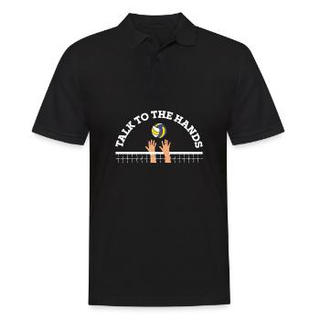 Talk To The Hands Funny Volleyball Player - Männer Poloshirt - Schwarz - Vorne - Kai (181cm)