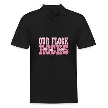 Flamingo Our Flock Rocks Family Summer Vacation - Männer Poloshirt - Schwarz - Vorne - Kai (181cm)