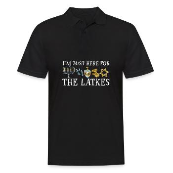 I'm Just Here for the Latkes Happy Hanukkah - Men's Polo Shirt - black - Front - Kai (181cm)