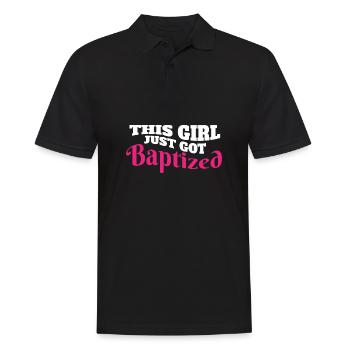 Cette jeune fille vient d’être baptisée religieuse chrétienne - Polo Homme - noir - Devant - Kai (181cm)