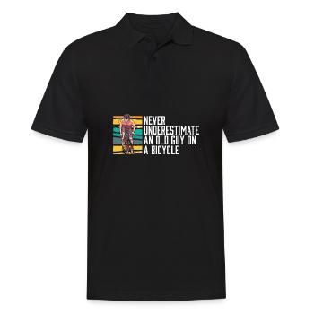 Never Underestimate An Old Guy on a Bicycle - Männer Poloshirt - Schwarz - Vorne - Kai (181cm)
