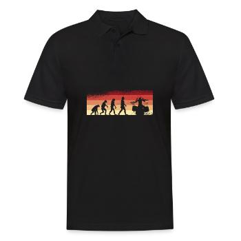 Evolution de l’homme Drums Band Retro Vintage Drummer - Polo Homme - noir - Devant - Kai (181cm)