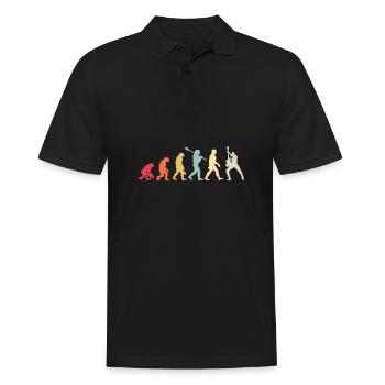 Human Evolution Guitar Band Retro Vintage - Polo Homme - noir - Devant - Kai (181cm)