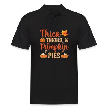 Jour de Thanksgivings - Cuisses épaisses et tartes à la citrouille - Polo Homme - noir - Devant - Kai (181cm)