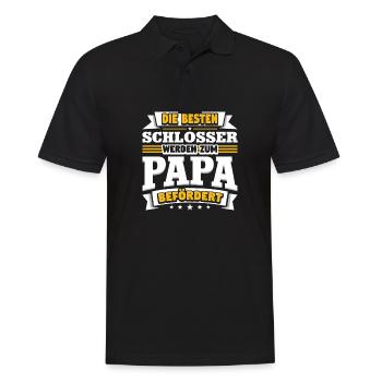 Schlosser werden zum Papa befördert - Männer Poloshirt - Schwarz - Vorne - Kai (181cm)