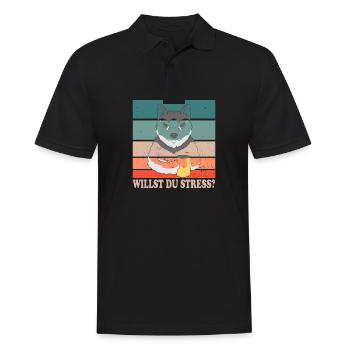 Willst Du Stress? Design für Husky Fans - Männer Poloshirt - Schwarz - Vorne - Kai (181cm)