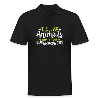 Droits des animaux - Je sauve les animaux Quelle est votre superpow - Polo Homme - noir - Devant - Kai (181cm)