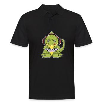Chameleon With Gaming Controller I Funny Gaming I - Männer Poloshirt - Schwarz - Vorne - Kai (181cm)