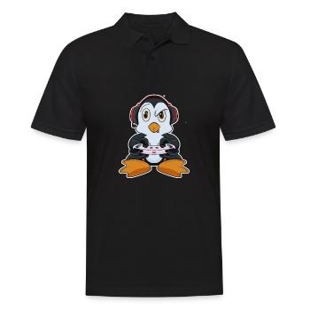 Penguin With Gaming Controller I Funny Gaming I - Männer Poloshirt - Schwarz - Vorne - Kai (181cm)