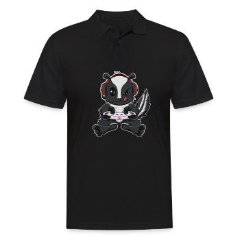 Skunk With Gaming Controller I Funny Gaming I - Männer Poloshirt - Schwarz - Vorne - Kai (181cm)