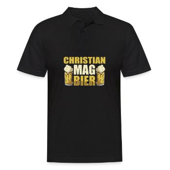 Christian mag Bier Name Geburtstag - Männer Poloshirt - Schwarz - Vorne - Kai (181cm)