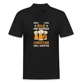 Reicht mir das Bier Christian Saufen Namen - Männer Poloshirt - Schwarz - Vorne - Kai (181cm)