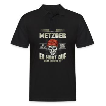 Metzger hört auf wenn er fertig ist - Männer Poloshirt - Schwarz - Vorne - Kai (181cm)