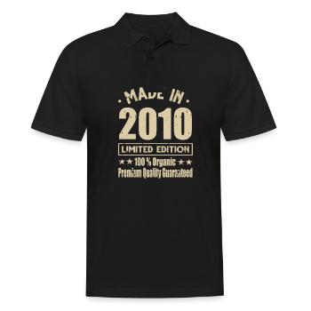 Made in 2010 Vintage Retro Limited Edition - Men's Polo Shirt - black - Front - Kai (181cm)