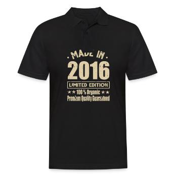 Made in 2016 Vintage Retro Limited Edition - Männer Poloshirt - Schwarz - Vorne - Kai (181cm)