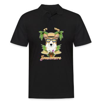 It Is 5 OClock Somewhere Drinking Welsh Corgi - Men's Polo Shirt - black - Front - Kai (181cm)