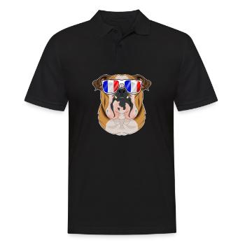 English Bulldog France Sunglasses I French Flag - Männer Poloshirt - Schwarz - Vorne - Kai (181cm)