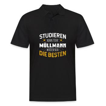 Müllmann Studiere kann jeder - Männer Poloshirt - Schwarz - Vorne - Kai (181cm)