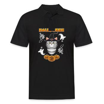 American Shorthair Cat Lover I Happy Halloween - Men's Polo Shirt - black - Front - Kai (181cm)