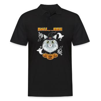 Amoureux des chats de la forêt norvégienne I Joyeux Halloween - Polo Homme - noir - Devant - Kai (181cm)