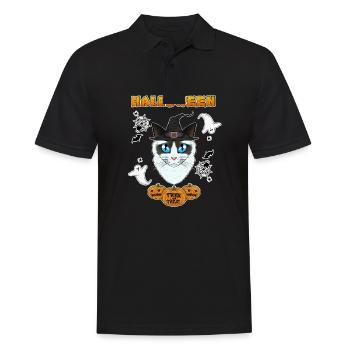 Ragdoll Cat Lover I Happy Halloween - Men's Polo Shirt - black - Front - Kai (181cm)
