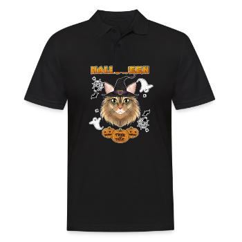 Siberian Cat Lover I Happy Halloween - Men's Polo Shirt - black - Front - Kai (181cm)