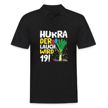 Hurra der Lauch wird 19 - Männer Poloshirt - Schwarz - Vorne - Kai (181cm)