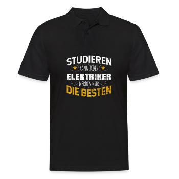 Elektriker Studiere kann jeder - Männer Poloshirt - Schwarz - Vorne - Kai (181cm)