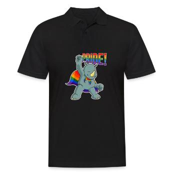 Rhino I LGBTQ Flag I Rainbow Flag I Gay Pride - Männer Poloshirt - Schwarz - Vorne - Kai (181cm)